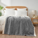 Snuggle Sac Heather Black Throw Blanket for Couch 50x70 inches, Super Soft Warm Blankets Cozy Knit Fuzzy Plush Lightweight Oversized Throws for Sofa, Bed, Camping, Picnic, Black, 50" x 70"