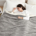 Snuggle Sac Grey Blankets Twin Size for Bed and Sofa, Reversible Super Soft Blankets Warm Cozy Knit Blankets Fuzzy Plush Blanket, Grey, 60x80 inches