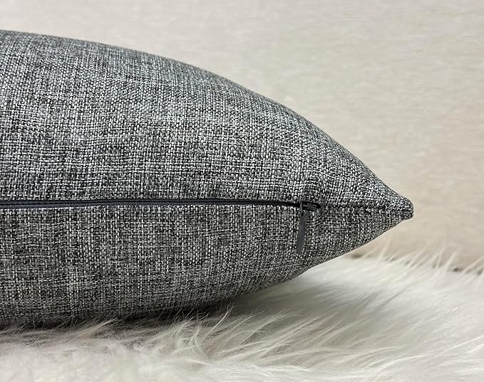 Aiking Home Woven Fine Faux Linen Throw Pillow Cover, Size 12"x18", Gray