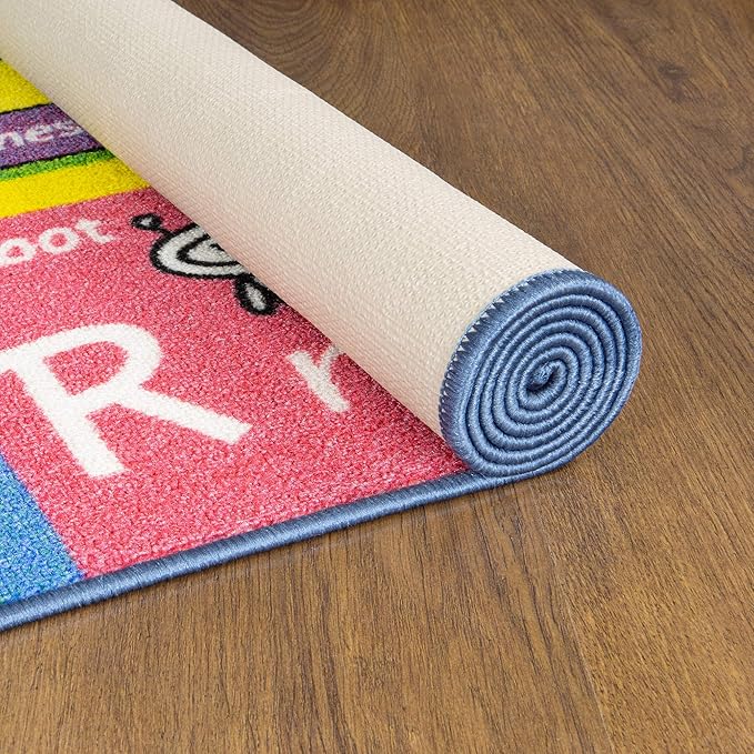 KC Cubs 8x10 ABC Alphabet, Seasons, Months & Days Rug – Educational Play Mat Carpet for Kids, Toddlers, Nursery, Classroom, Playroom, Baby Daycare
