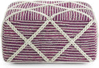 SIMPLIHOME Cowan Contemporary Square Pouf in Magenta and Natural Handloom Woven for the Living Room, Bedroom and Kids Room