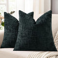 decorUhome Spring Black Chenille Euro Sham Throw Pillow Covers 24x24 Set of 2 Textured Soft Cozy Slubby Couch Pillow Covers Modern Farmhouse Boho Decorative Pillow Cases for Bed Sofa Living Room