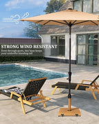 42lbs Patio Umbrella Base with Wheels - Heavy Duty Outdoor Patio Market Umbrella Stand for Deck, Poolside, Balcony, Wind-Resistant Design, Decorative Wood Pattern