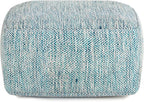 SIMPLIHOME Nate Square Pouf - 20 inch Wide Upholstered Handwoven Cotton Ottoman in Patterned Teal Melange, Boho Footstool or Extra Seating for Living Room with Artisanal Texture, Assembled