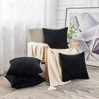 GAWAMAY Decorative Square Throw Pillow Covers 18"x18" Inch Set of 4, Super Soft Chenille Pillows Farmhouse Fall Pillowcase for Living Room Bedroom Sofa Couch Cushion Cover Black 45x45cm (No Insert)