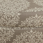 Homepop Home Decor | Upholstered Round Storage Ottoman | Ottoman with Storage for Living Room & Bedroom, Brown Medallion