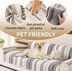 HAOMAIJIA Boho Couch Covers for Sofa, Waterproof Couch Cover for Dogs Soft Chenille Jacquard Non Slip Sofa Covers for Pets Washable Couch Protector (Grey, 36.5" x 82" 1 Pack)