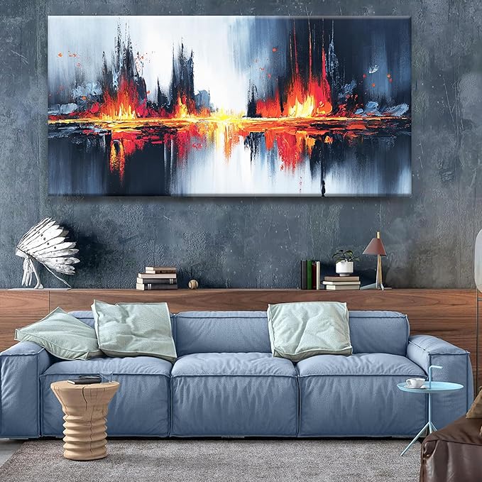 Large Black Abstract Wall Art For Living Room Canvas Art Wall Decor Painting Canvas Prints Red Gold Abstract Wall Art Picture For Bedroom Home Wall Decor Prints Artwork 29" X 58"