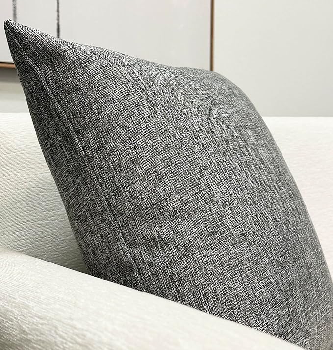 Aiking Home Woven Fine Faux Linen Throw Pillow Cover, Size 18"x18", Gray