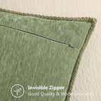 decorUhome Spring Chenille Soft Cozy Throw Pillow Covers 26x26 Set of 2, Modern Farmhouse Boho Velvet Decorative Euro Sham Pillow Cases with Stitched Edge for Couch Sofa Bed Home Decor, Olive Green
