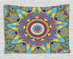 Ambesonne Psychedelic Tapestry, Abstract Unusual with Color and Form Details Hippie Retro, Wide Wall Hanging for Bedroom Living Room Dorm, 60" X 40", Soft Blue