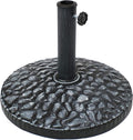 Sunnydaze 23lb Polyresin Patio Umbrella Base - Heavy-Duty Round Resin Outdoor Market Umbrella Stand for Outside - 18-Inch - Gray - Pebble Texture