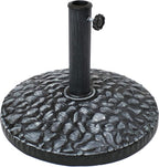 Sunnydaze 23lb Polyresin Patio Umbrella Base - Heavy-Duty Round Resin Outdoor Market Umbrella Stand for Outside - 18-Inch - Gray - Pebble Texture