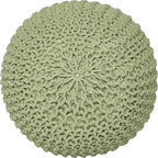 REDEARTH · Round Pouf Ottoman - Hand Knitted Cable Boho Poof Home Décor Pouffe Circular Footrest for Living Room - Nursery - Bedroom - Lounge 100% Cotton (19.5"x19.5"x14") - Kiwi, Set of 2