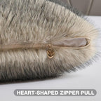 FUTEI Apricot Decorative Throw Pillow Covers 18x18 Inch Set of 2,Soft Faux Raccoon Fur Textured Cushion Case,Modern Home Luxurious Decor for Couch Bed Living Room