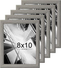 KTKDE 8x10 Picture Frame Set of 5, Wooden frames Grey, Vertical & Horizontal Wall Hanging for Wall or Tapletop Display,Studio Gallery Photo Frame for Photos, Posters & Art Prints