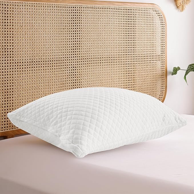 WELLCO Firm Pillow King Size 34 x 20 inch, Bed Pillow with Adjustable Insert and 1 Cooling Pillowcase, Not Only Provides Stronger Support But Aslo Comfortable