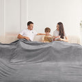 Oversized King Fleece Blanket 120x138 Inches, Seamless Soft Cozy 3D Jacquard Flannel Blanket 10'x11.5' Extra Large for Bed, Sofa, Couch, Travel & Camping, California King Throw, Light Grey Leaf
