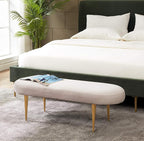 SAFAVIEH Couture Collection Corinne Pale Taupe Velvet and Gold Oval Bench