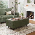 LINSY HOME Sectional Sleeper Sofa Storage Ottoman Bench, Convertible Coffee Table Plush Corduroy Couch Ottoman Footstool for Living Room, Bedroom Entryway and Family Room, Green