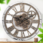 HOIBAI Wall Clock, 24 Inch Moving Gears Clock Large Wall Clock for Living Room Decor Rustic Vintage Industrial Steampunk Farmhouse Big Clock for Home Kitchen Bedroom Office