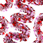26.2 Feet Valentine's Day Heart Tinsel Garland Love Party Metallic Tinsel Shiny Garland Hanging Decoration for Valentine Wedding Anniversary Party Supplies