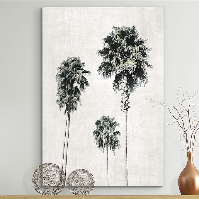 Renditions Gallery Canvas Nature Wall Art Modern Paintings & Prints Decor Vintage Palm Trees Sketch Black & White Abstract Wall Hanging Artwork for Bedroom Office Kitchen - 32"x48" LT06