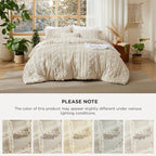 Bedsure Tufted Boho Comforter Set California King Size - Beige Boho Bed Set, GentleSoft™ 3 Pieces Farmhouse Shabby Chic Embroidery Bedding, Gifts for Woman, Soft Jacquard Comforter for All Seasons