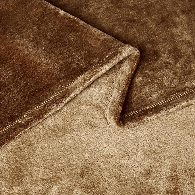 Amazon Basics Soft Fleece Throw Blanket, Lightweight Cozy Blanket for Couch & Sofa, 50 x 60 Inches, Brown