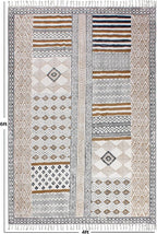 Area Rugs for Living Room 6x8 Kilim Rug Brown & Black Cotton Dhurrie Geometric Thick 0.19 inches Stone Easy Washable Rug Hand Wash Cotton Carpet Flatweave Rug Indoor Outdoor Rugs for Bedroom