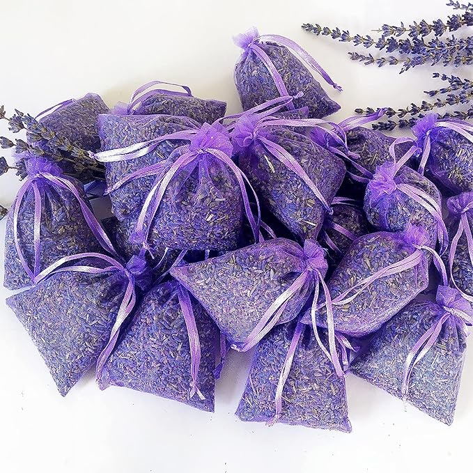 Cedar Space Lavender Sachet bags for drawers and closets,16 Lavendar Sachet Bags,Filled with Premium Grade Dried Lavender,Bridal Shower Favors,Home Fragrance sachet packets,Closet Deodorizer Freshener