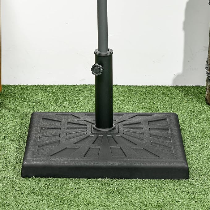 Outsunny 42lbs Resin Patio Umbrella Base, 20" Square Outdoor Umbrella Stand Holder for Parasol Poles 1.26", 1.5", and 1.9" Dia