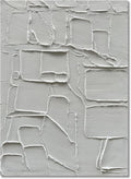 Art Hand-Painted Thick Texture White Minimalist Oil Painting Home Wall Decorative Art 40x28 inch