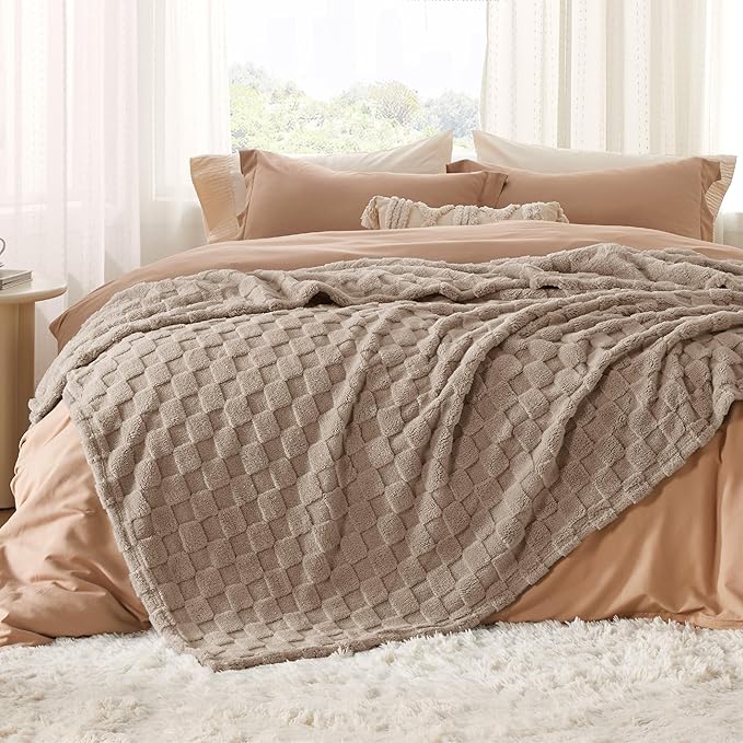 Bedsure GentleSoft California King Blanket for Bed - Super Soft Cozy Blankets for Women Men Girls, Large Fuzzy Fleece Throw for Bedroom Decor, Light Brown, 102x96 Inches