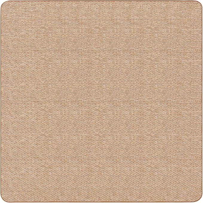 House, Home and More Skid-Resistant Carpet Indoor Area Rug Floor Mat - Praline Brown - 8 Ft X 8 Ft - Non Slip Rubber Backing, Stain Resistant, Dog Friendly, Living Room Bedroom Kitchen Entryway