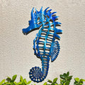 LiveInUrban Coastal Wall Art Seahorse Metal Wall Sculptures, Ocean Beach Themed Metal Hanging Home Decoration 15.8"x12.1"