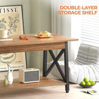 GreenForest Coffee Table with Storage, 39 inch Modern 2-Tier Coffee Tables for Living Room, X-Frame Design Farmhouse Coffee Table Space Saving Living Room Tables, Easy Assembly, Walnut