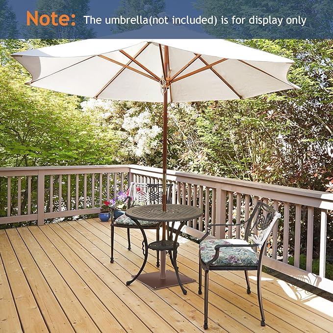 Giantex 35 lbs Patio Umbrella Base, 20 inch Heavy Duty Square Outdoor Umbrella Stand for 1.6''-1.9'' Poles, 4 Adjustable Pads Anchor Holes, Umbrella Holder for Deck Yard Poolside Garden, Brown