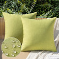 MIULEE Pack of 2 Decorative Outdoor Solid Waterproof Throw Pillow Covers Spring Faux Linen Garden Farmhouse Cushion Cases for Patio Tent Balcony Couch Sofa 16x16 Inch Moss Green