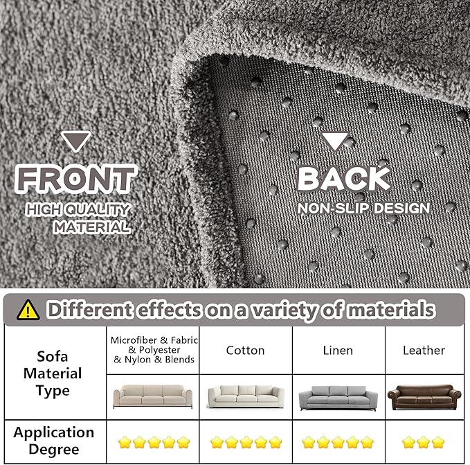 MYSKY HOME Couch Covers, Couch Cover 3 Cushion Sofa, Couch Covers for Pet, Dog Couch Protector, L Shape Sofa Cover Non Slip Sofa Slipcover Thick Washable Furniture Covers for Pets, 91"x 150", Grey
