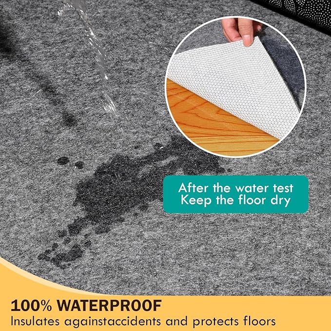 Waterproof Rug Pad, 5x7 ft Under Area Rug Carpet Pad, Non Slip Felt Rug Pads for Hardwood Floors, Keep Carpets in Place Soft and Prevent Rug from Wrinkling or Buckling