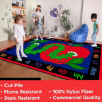 KIDCARPET.COM Learn with Inchworm Rectangle Classroom Rug | Bordered Area Rug for Preschool Daycare Learning, 6' x 8'6"