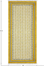 Kilim Runner 4x10 Cotton Runner Rug Yellow & Beige Indoor Outdoor Runner 0.19 inches Stone Easy Washable Hand Wash Cotton Carpet Flatweave Runner Rugs for Hallway, Staircases, Corridor Runner