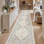 Washable Runner Rug 2.5x16, Non-Slip Long Kitchen Mats for Floor, Vintage Rug for Entryway, Soft Hallway Runner for Dining Room, Bedroom, Living Room(Beige,2.5'x16')