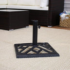 Sunnydaze 17lb Cast Iron Patio Umbrella Base - Heavy-Duty Square Metal Outdoor Market Umbrella Stand for Outside - 17-Inch - Black - Modern Geometric