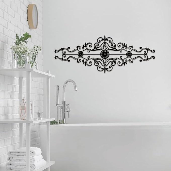 Metal Scroll Wall Decor Rustic Iron Wall Medallion Small Traditional Scroll Arts Home Decorations Scroll Accent Wall Art for Home Living Room Front Porch Above Door Hallway Entryway