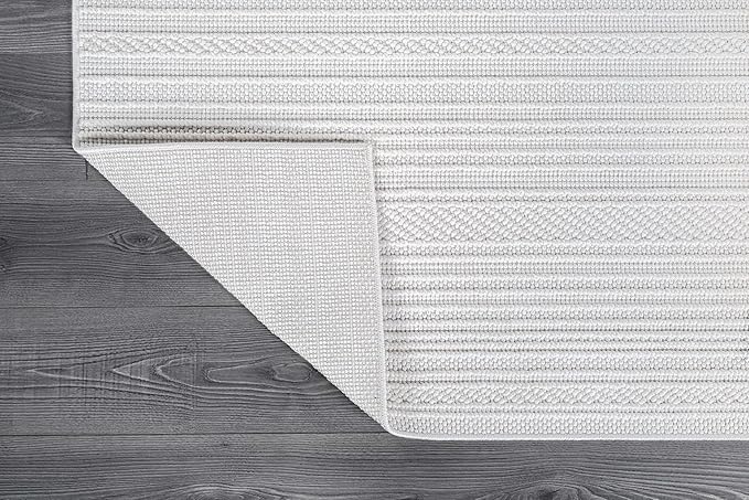 Micro Loop Indoor Rug White 9x12 Boho Geometric Neutral Area Rugs for Living Room Soft Luxury Modern Low and High Pile Durable Stain Resistant Non-Shedding Indoor Area Carpet 9 x 12