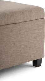SIMPLIHOME Avalon Storage Ottoman Bench - 48 inch Wide Upholstered Linen Look Fabric Rectangular Lift-Top Ottoman in Fawn Brown, Contemporary Storage Bench for Living Room with High-Density Foam