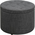 Convenience Concepts Designs4Comfort Round Shoe Ottoman, Gray Fabric