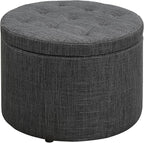 Convenience Concepts Designs4Comfort Round Shoe Ottoman, Gray Fabric